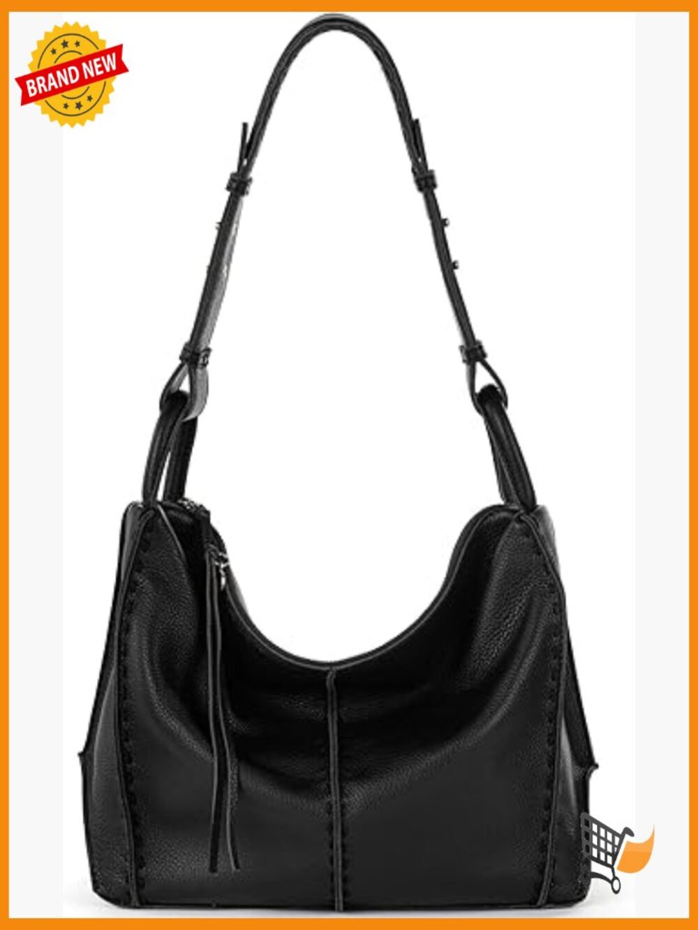 Large Leather Hobo Purse with Zipper Pocket - Spacious Everyday Handbag